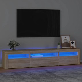 Comodă TV cu lumini LED, stejar sonoma, 195x35x40 cm