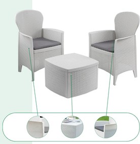 I.P.A.E-Progarden Set de grădină TREE, 3 piese, albă