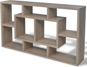 vidaXL Raft de prezentare suspendat pe perete, 8 compartimente culoare stejar