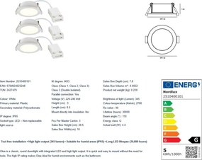 Set de 3 spoturi incastrabile baie IP65 LED Olea alb