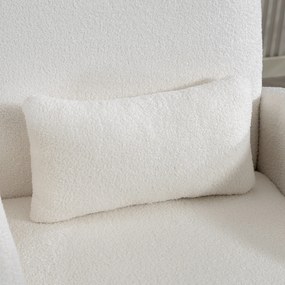 HOMCOM Fotoliu Tapițat cu Spațiu Ascuns, Spătar Înalt, Fotoliu Modern cu Brațe și Pernă Lombară, Material Teddy, pentru Dormitor și Sufragerie, Crem | Aosom Romania