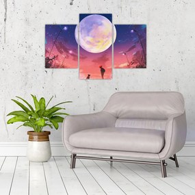 Tablou - Femeie și câine pe lună plină (90x60 cm)