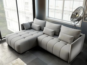 Colțar extensibil dumonde cu ladă de depozitare si sezut confortabil din spuma high-density, Malta Enjoy Silver II 235x185 cm