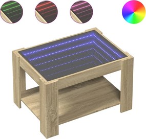 vidaXL Măsuță de cafea cu LED stejar sonoma 73x53x45 cm lemn prelucrat