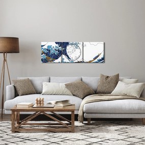 Tablou - Desen japonez, valuri (cu ceas) (90x30 cm)