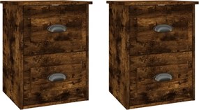 vidaXL Noptiere pe perete, 2 buc., stejar afumat, 41,5x36x53 cm