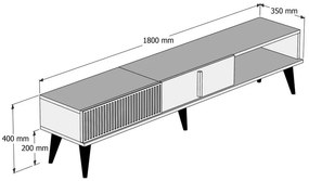 Comodă TV în culoare naturală cu aspect de marmură 180x40 cm Milan – Kalune Design