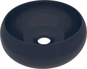 vidaXL Chiuvetă baie lux albastru închis mat 40x15 cm ceramică rotund