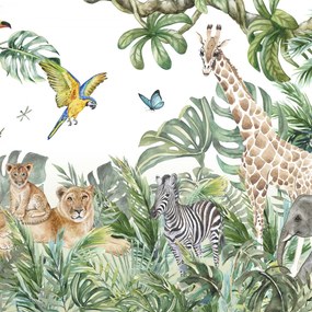 Tapet pentru copii - Animalute in jungla tropicala