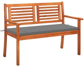 vidaXL Bancă grădină 2 locuri cu pernă, 120 cm, lemn masiv eucalipt