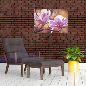 Tablou pe sticlă - Flori de magnolie (70x50 cm)