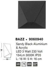 Aplica LED de perete design minimalist Bazz negru