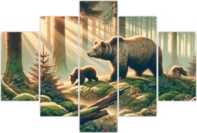Tablou - Urși în pădure (150x105 cm)