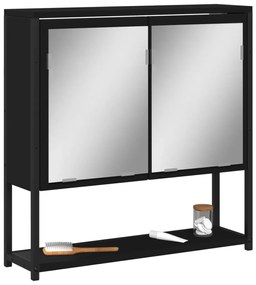vidaXL Dulap baie cu oglindă negru 60x16x60 cm lemn compozit