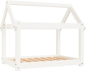 vidaXL Pat pentru câini, alb, 81x60x70 cm, lemn masiv de pin