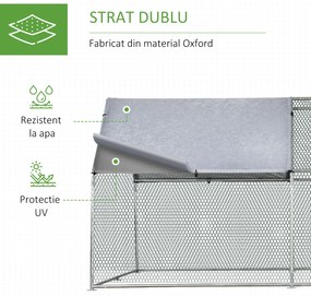 PawHut Cotet Găini Plastic Rezistent Gard Protecție UV Acoperiș 280x380x195cm Argintiu | Aosom Romania