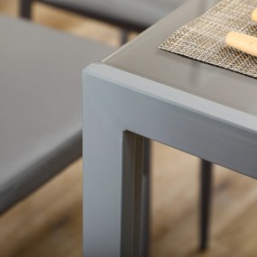 Set Masa Sufragerie cu 4 Scaune Moderne pentru Bucatarie sau Sufragerie, Gri HOMCOM | Aosom Romania