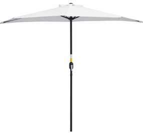 Outsunny Umbrelă Semicirculară de Perete cu Deschidere cu Manivelă și 5 Spițe, 2.6x1.35x2.3 m, Alb | Aosom Romania