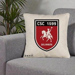 Perna Personalizata CSC 1599 Selimbar Fotbal, 40x40 cm, Bej Canapea, Husa Detasabila, Perna Inclusa, BEKZ®