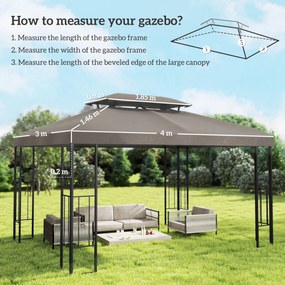 Outsunny Husă de schimb 4x3 m cu acoperiș dublu, orificii de drenaj și protecție UV - doar husă, NU include cadru, maro | Aosom Romania