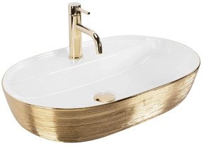 Rea Aura lavoar 60.5x40.5 cm ovale de blat alb-auriu REA-U6900