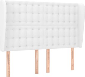 vidaXL Tăblie de pat cu aripioare, alb, 147x23x118/128 cm, piele eco