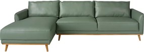Coltar LUX design italian cu sezlong stanga Cowhide verde