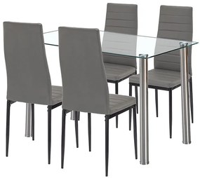 Mateo 4+1 set de sufragerie gri-negru