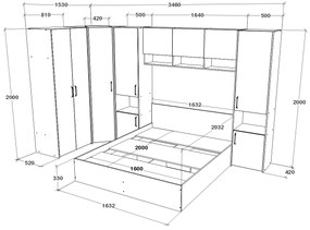 Set haaus V15, Pat 200 x 160 cm, Stejar Alb/Antracit