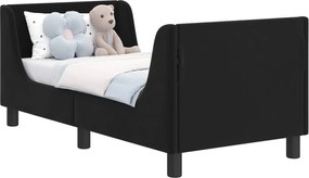 vidaXL Cadru de pat pentru copii cu spătar Negru 70 x 140 cm Catifea