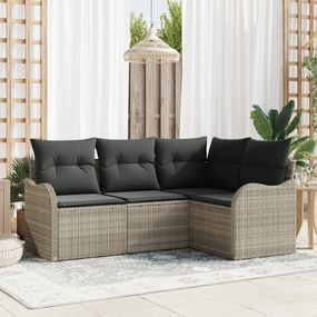 vidaXL Set de canapele pentru grădină 4 pcs Gri deschis Rattan poli