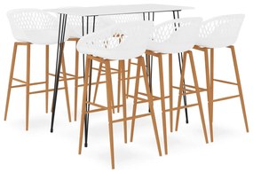 3057421 vidaXL Set mobilier de bar, 7 piese, alb