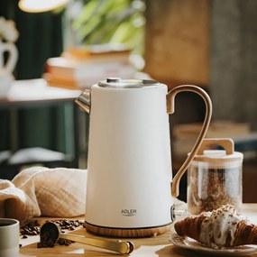 Fierbător electric Adler AD 1352, 2200W, 1,7 l, STRIX, bază rotativă, oprire automată, alb