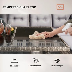 Outsunny Set mobilier grădină din ratan PE, pentru 5 persoane, perne detașabile, Gri, Maro | Aosom Romania