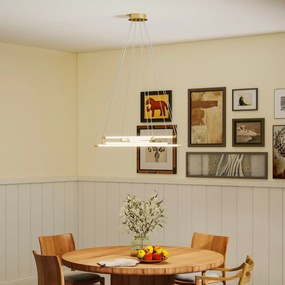 HOMCOM Lampă de tavan LED, 50 W, 5 tuburi de lumină ajustabile, reglabilă, corp de iluminat pentru living, sufragerie, bucătărie, Auriu+Alb | Aosom Romania