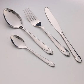 Set 24 de tacamuri OEM GS-101332S2, Pentru 6 persoane, Lustruire oglinda, Cutie, Otel inoxidabil 410, Argintiu metalizat