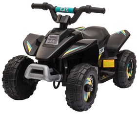 HOMCOM ATV pentru Copii Electric cu Baterie Incarcabila 6V, Viteza 2,8-4,6km/h, Varsta 3-5 Ani, 72x40x45,5cm, Negru
