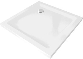 Mexen Flat cadă pentru duș pătrată slim 100 x 100 cm, Albă, sifon Crom - 40101010