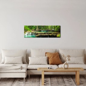 Tablou - Cascada Erawan din Kanchanaburi, Thailanda (cu ceas) (90x30 cm)