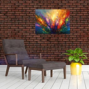 Tablou pe sticlă - Abstracție de flori (70x50 cm)