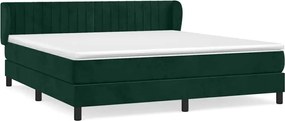 vidaXL Pat box spring cu saltea, verde închis, 160x200 cm, catifea