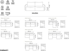 Colțar crem extensibil/cu spațiu de depozitare cu tapițerie din catifea (în formă de "U") Kalena – Makamii