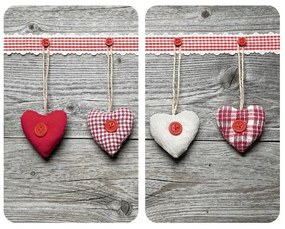 Set 2 protecții din sticlă pentru aragaz Wenko Heart, 52 x 30 cm