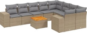 vidaXL Set canapele de grădină cu perne, 10 piese, bej, poliratan