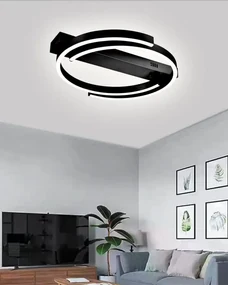 Lustră LED cu Telecomandă,Putere 76W, Negru, Eleganță Modernă și Iluminare Inteligentă