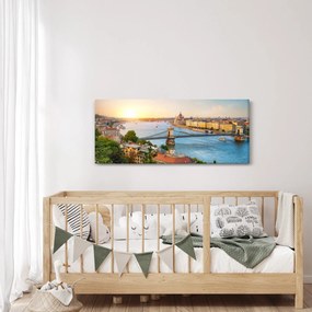 Tablou cu orașul Budapesta și râu (120x50 cm)