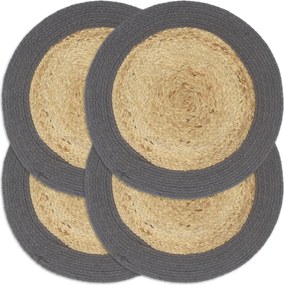 vidaXL Naproane, 4 buc., natural și antracit, 38 cm, iută și bumbac