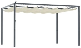 Outsunny Pergolă cu Lumini LED și 12 Orificii de Drenaj, 400x300x230 cm, Alb Crem | Aosom Romania