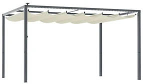 Outsunny Pergolă cu Lumini LED și 12 Orificii de Drenaj, 400x300x230 cm, Alb Crem | Aosom Romania