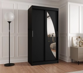 Dulap de haine 100 cm Milain (Negru). 1125991